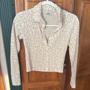 ZARA - Women's Beige Leopard Print Top